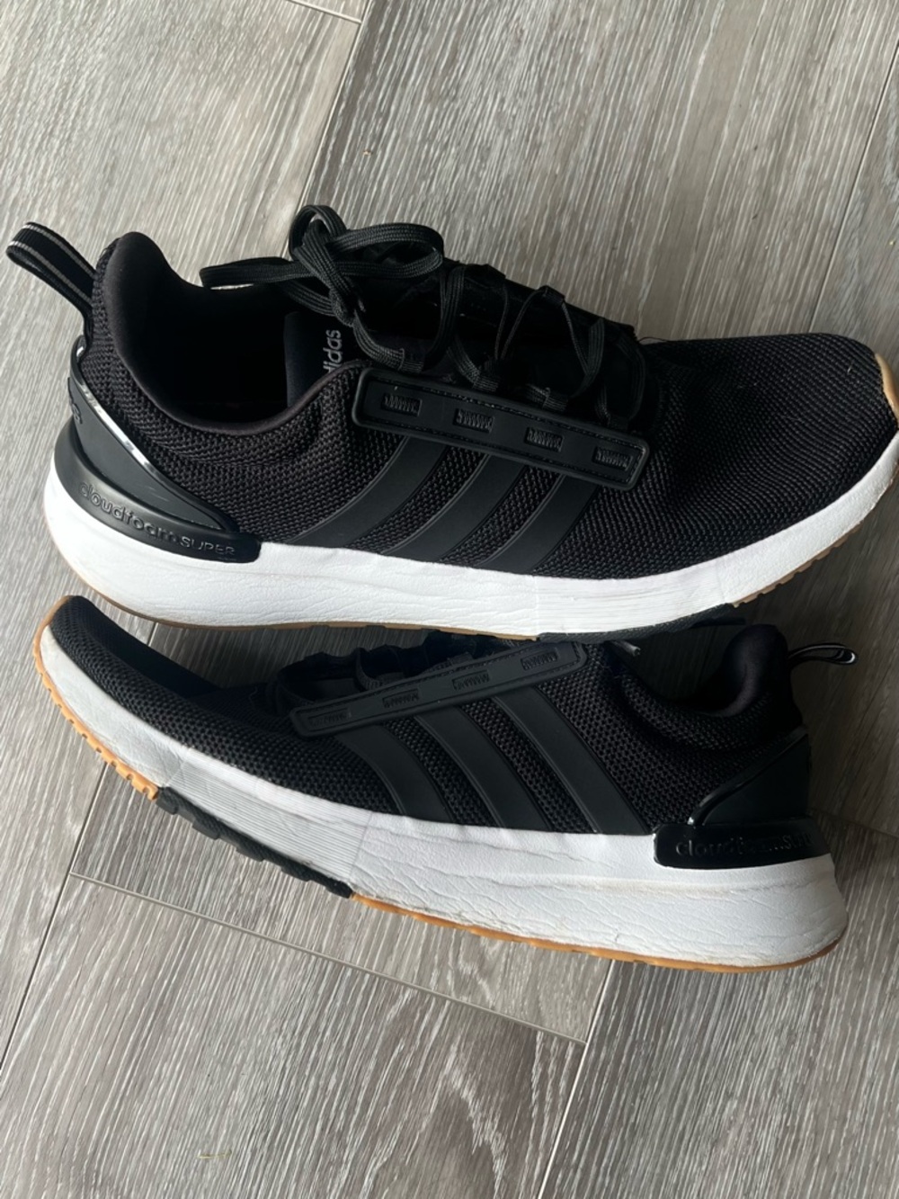 adidas Black and White Men's Athletic Sneakers with Gum Outsole